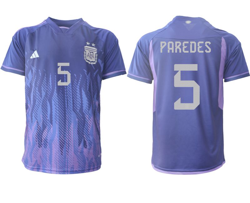 Men 2022 World Cup National Team Argentina away aaa version purple #5 Soccer Jersey->argentina jersey->Soccer Country Jersey